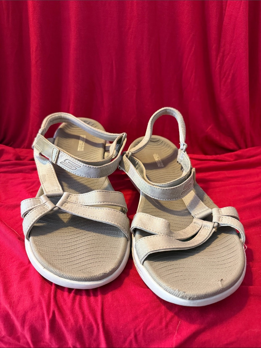 Skechers Women's Light Taupe Strappy Comfort Sandals